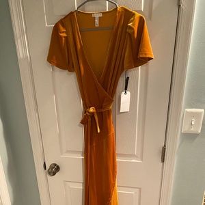 Mustard Velvet Wrap Dress Nordstrom